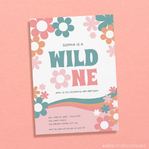 Daisy Wild One Girl 1er anniversaire Invitation