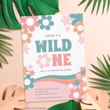 Daisy Wild One Girl Einladung zum 1. Geburtstag