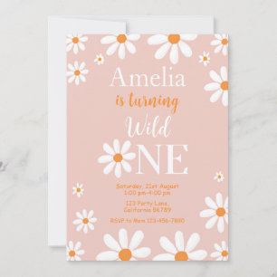 Daisy Wild One Invitation Girl 1er anniversaire In