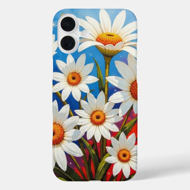 Daisy Wildblume boho white iPhone 16 Plus Hülle (Rückseite)
