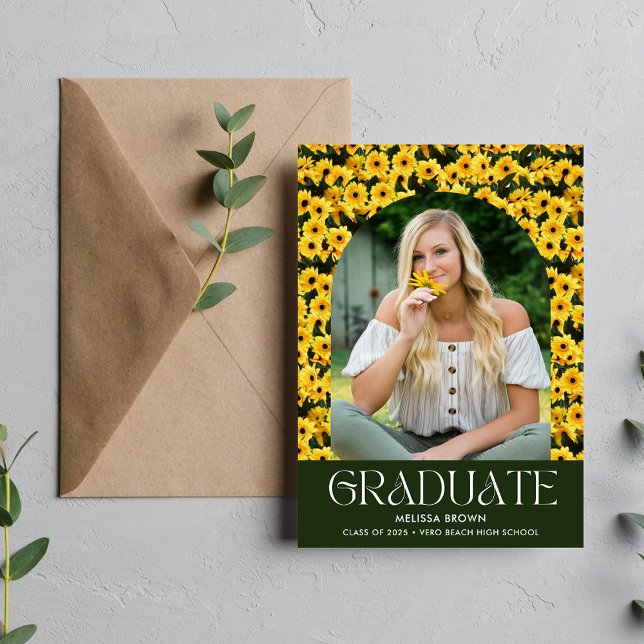 Daisy Wildblume Foto High School Abschluss Ankündigung (Daisy Wildflower Photo High School Graduation Announcement)