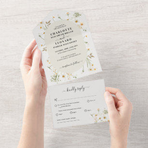 Daisy Wildblume Hochzeit in einer Einladung