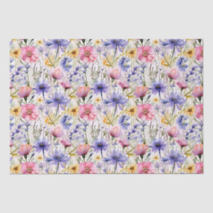 Daisy Wildblume Pink Blue Floral Pattern Seidenpapier