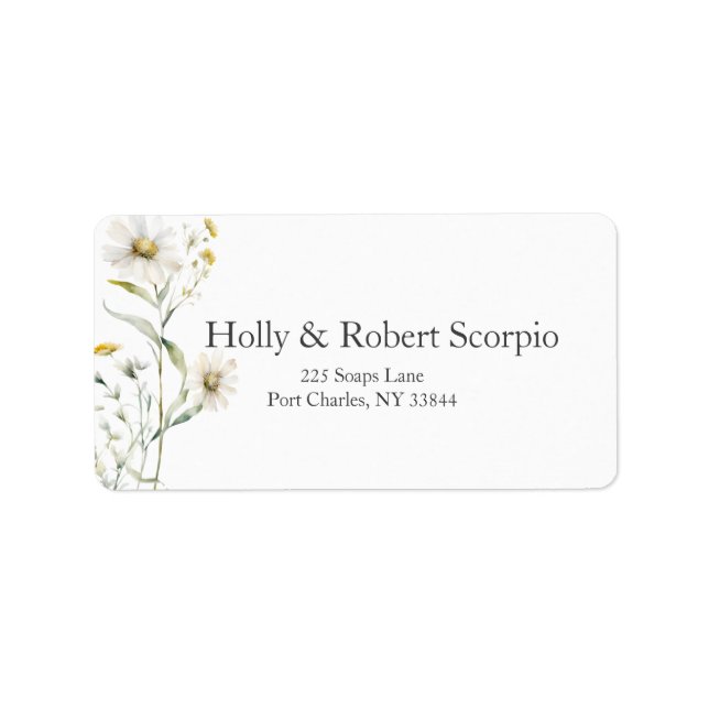 Daisy Wildblume Wedding Adressaufkleber (Vorne)