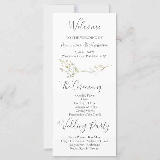 Daisy Wildblume Wedding Program (Vorderseite)