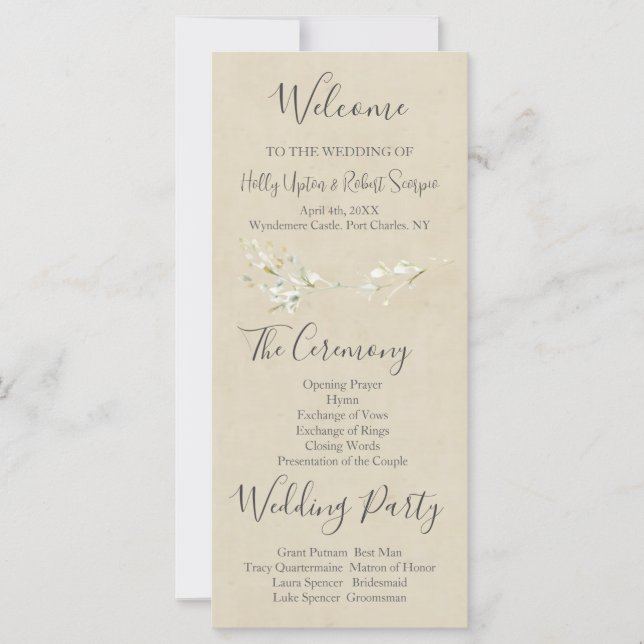 Daisy Wildblume Wedding Program (Vorderseite)