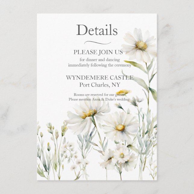 Daisy Wildblume Wedding QR Code Begleitkarte (Vorderseite)