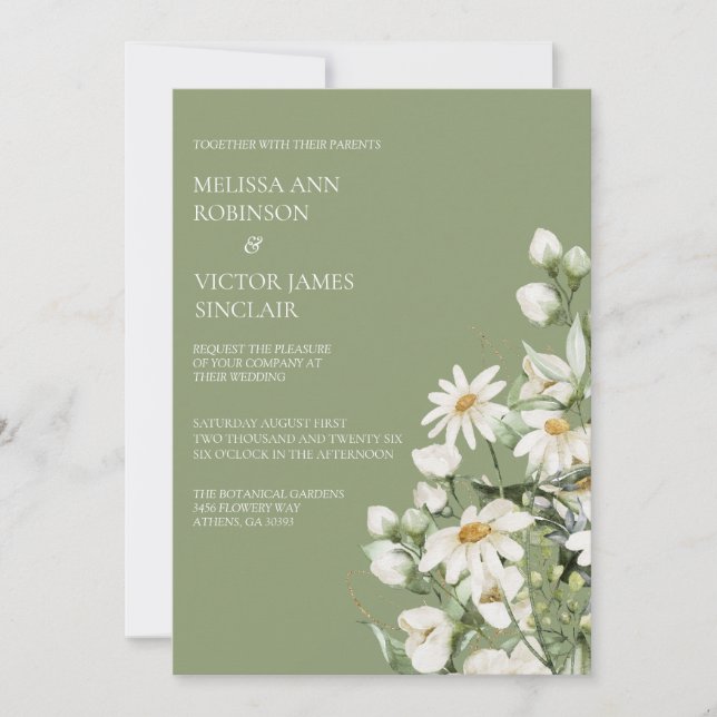 Daisy Wildflower Boho Wedding Invitation Einladung (Vorderseite)