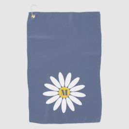 Daisy with Initial Blue Golfhandtuch