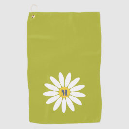 Daisy with Initial Lime Green Golfhandtuch