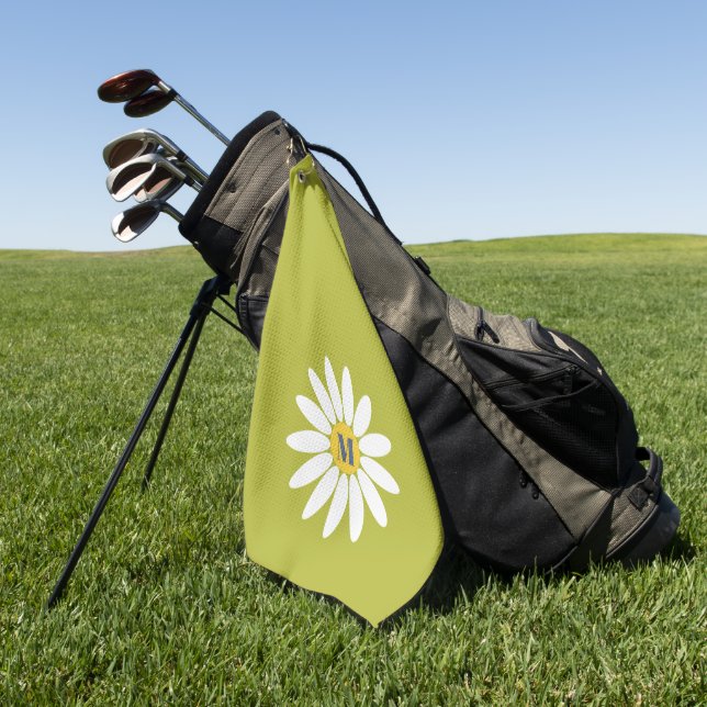 Daisy with Initial Lime Green Golfhandtuch (Gras)