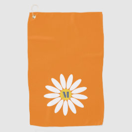 Daisy with Initial Orange Golfhandtuch