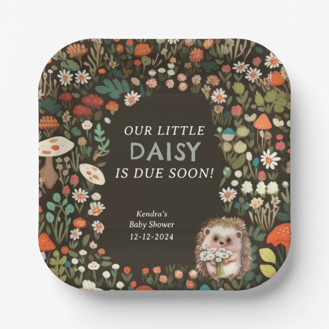 Daisy Woodland Animal Forest Baby Dusche Pappteller (Vorderseite)