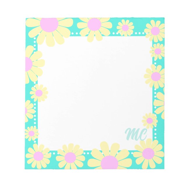 Daisy Yellow Aqua Notizblock (Vorderseite)