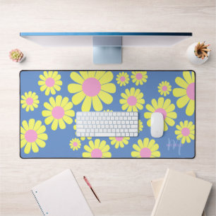 Daisy Yellow Blue Bureau Mat