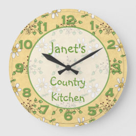 Daisy Yellow Green Country Clock Wall Uhr