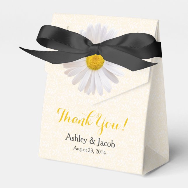 Daisy Yellow Schwarz-weiß Lace Wedding Vielen Dank Geschenkschachtel (Vorderseite)