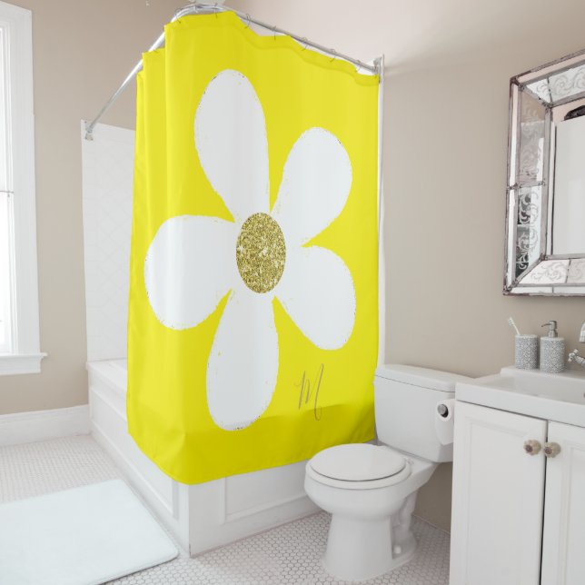 Daisy Yellow Simple Floral Gold Personal Duschvorhang (Beispiel)