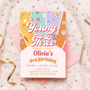 Daisy Young Wild Three 3e Invitation anniversaire