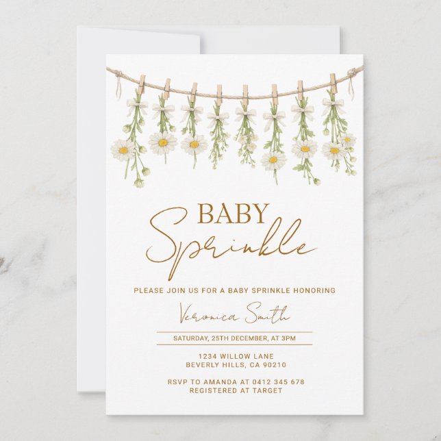 DaisyLittle Wildflower Floral Baby Sprinkle Invite Einladung (Vorderseite)