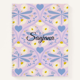 Daisy's and Dragon Print Spiral Note Book Notizbuch