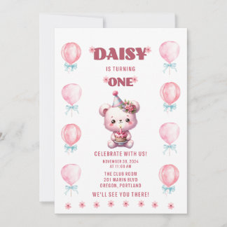 Daisys erster Geburtstag Einladung