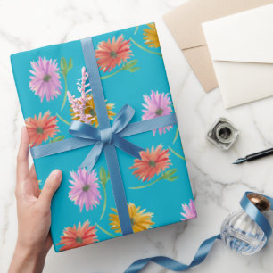 DaisyTrio Blue Wrapping Paper Geschenkpapier