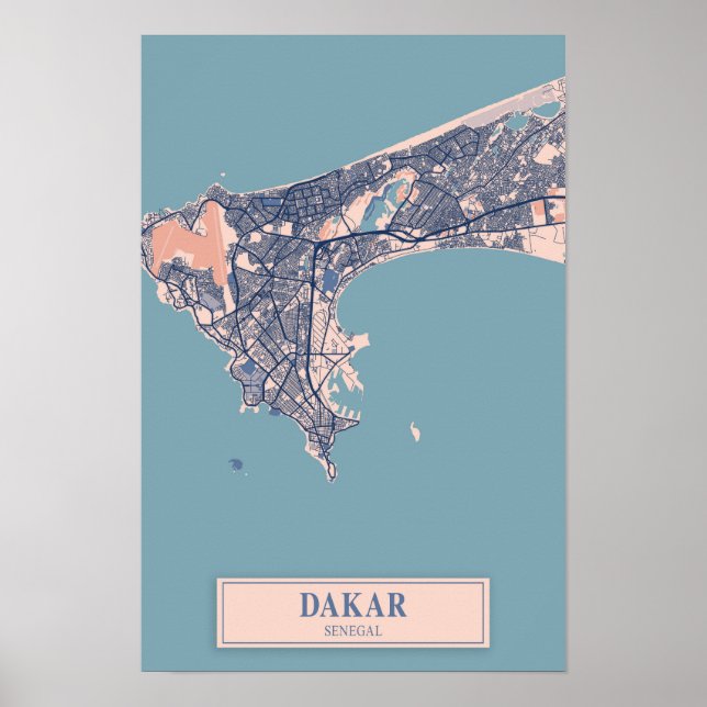 Dakar Senegal Afrika Windige Stadtkarte Reise Poster (Vorne)