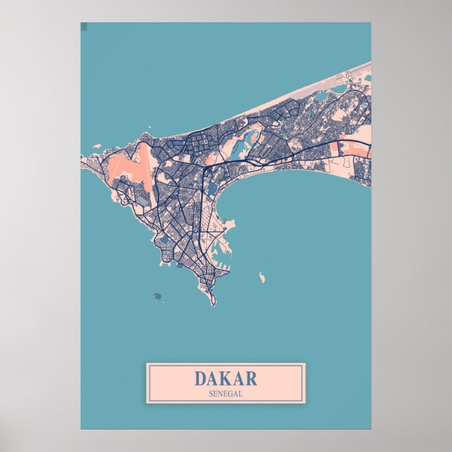 Dakar - Senegal Breezy City Map Poster (Vorne)