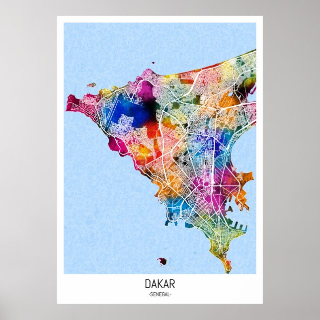 Dakar Senegal City Map Poster (Vorne)