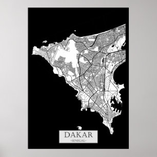 Dakar Senegal Karte Poster