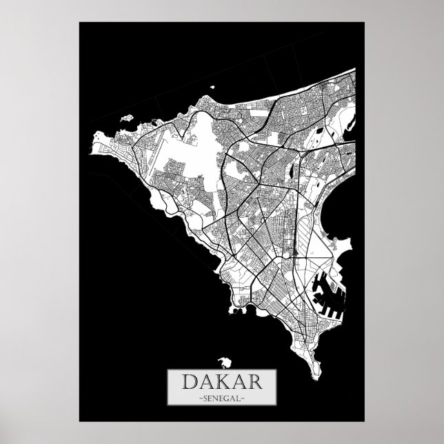 Dakar Senegal Map Poster (Vorne)