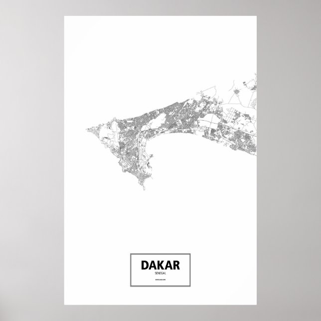 Dakar, Senegal (schwarz auf weiß) Poster (Vorne)