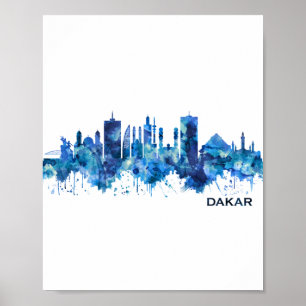 Dakar Senegal Skyline Blue Poster