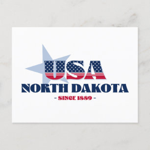 Dakota du Nord en carte postale rouge, blanche et 