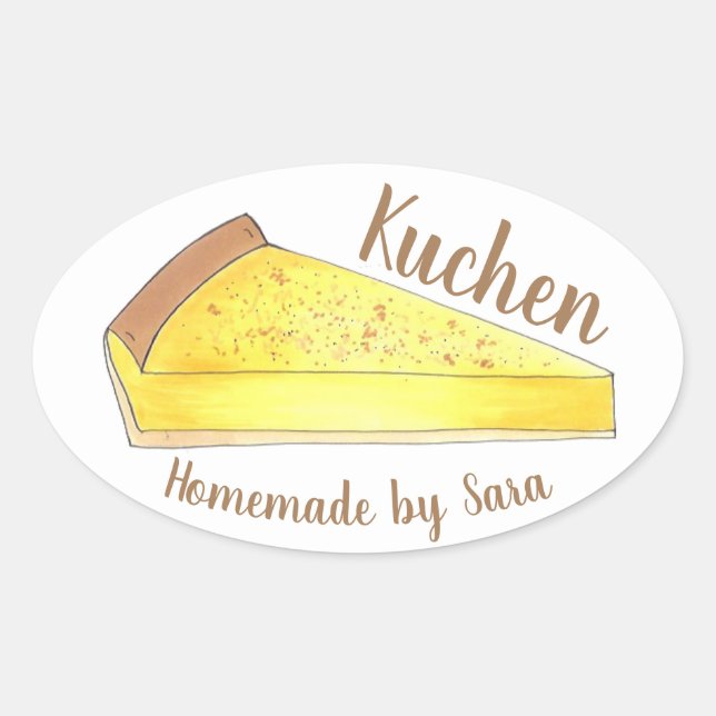Dakota Kuchen German Dessert Cake Slice gebacken v Ovaler Aufkleber (Vorderseite)