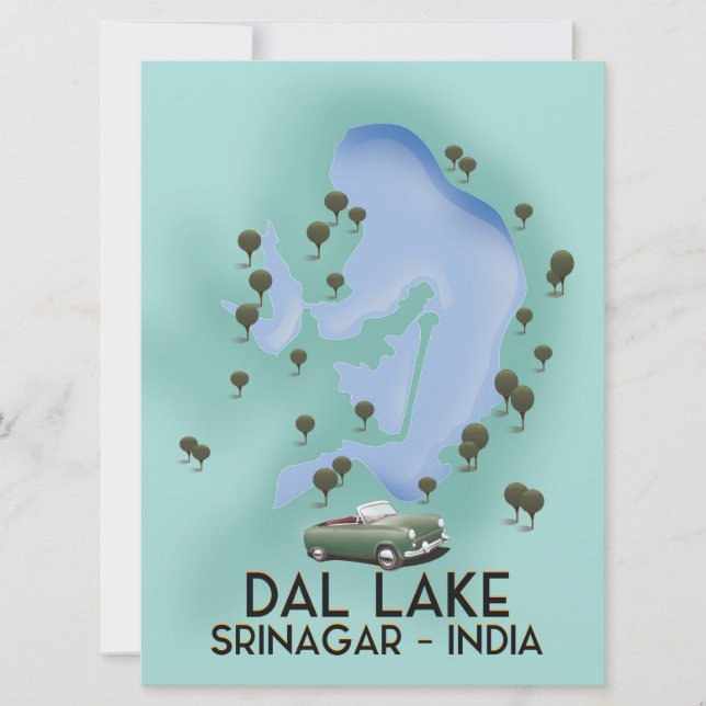Dal Lake, Srinagar, Inde poster de voyage Carte (Devant)