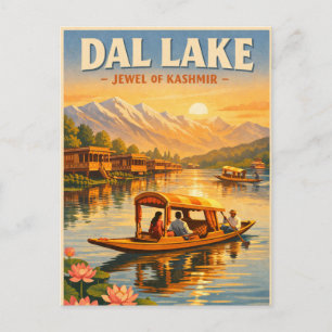 Dal Lake, Srinagar, Indien, in einem klassischen Postkarte