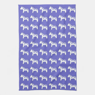 Dala bleu et blanc Cheval Serviette de cuisine