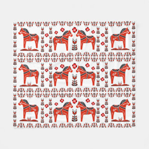 Dala Folkpferd, nordisch/norwegisch, weiß/rot Fleecedecke