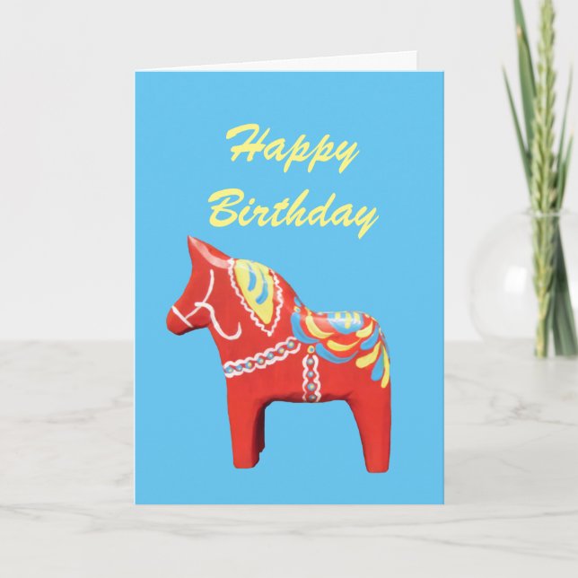Dala Horse Birthday Card Karte (Vorderseite)