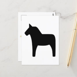 Dala Horse Black Postcard Postkarte