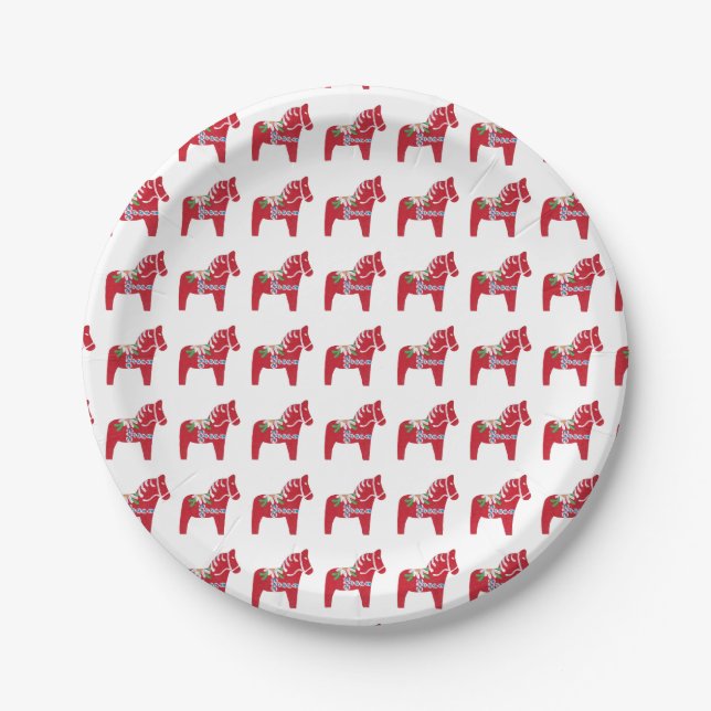 Dala Horse by Julia Persson-Morrill Paper Plate Pappteller (Vorderseite)
