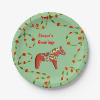 Dala Horse Christmas Plate Pappteller