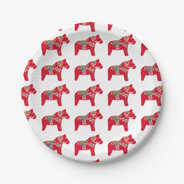 Dala Horse Dinner Plate Pappteller (Vorderseite)