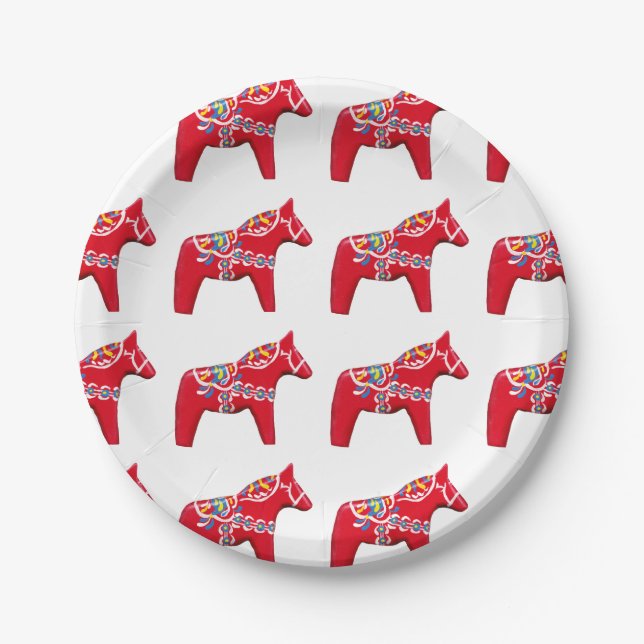 Dala Horse Dinner Plate Pappteller (Vorderseite)