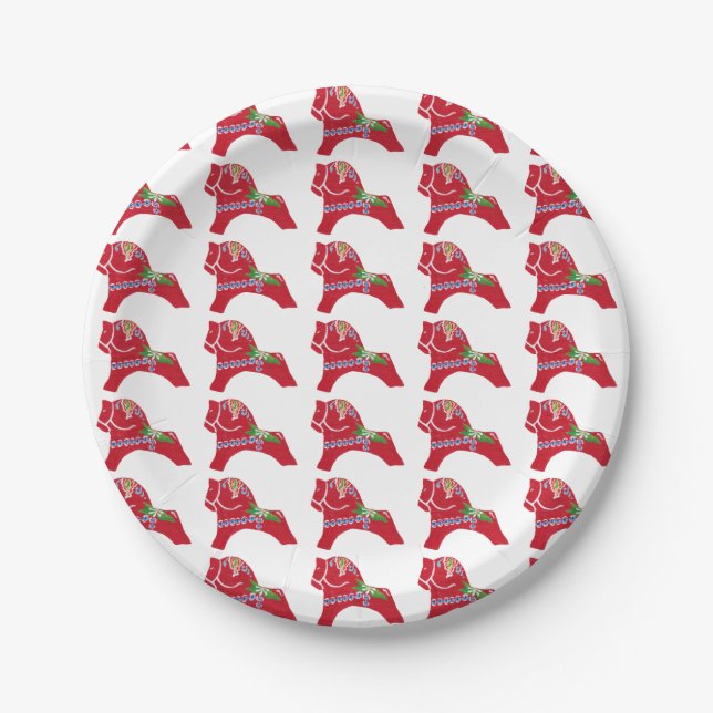 Dala Horse Paper Plate Pappteller (Vorderseite)