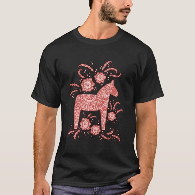 Dala Horse Schwedisch T-Shirt (Vorderseite)