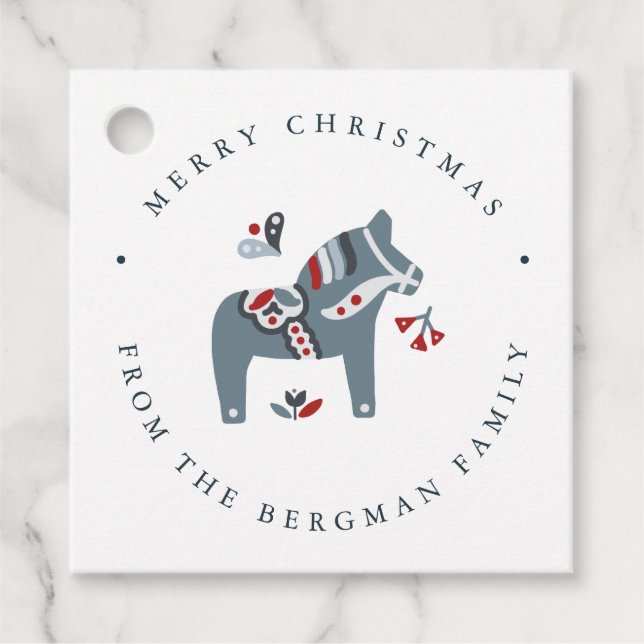 Dala Horse Skandinavien Folklore Weihnachten Geschenkanhänger (Vorderseite)