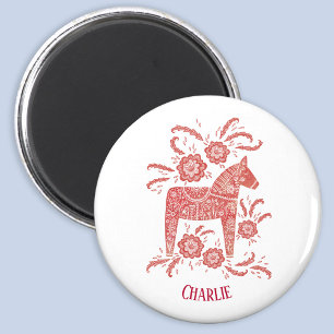 Dala Horse Swedish Folk Art Individuelle Name Magnet